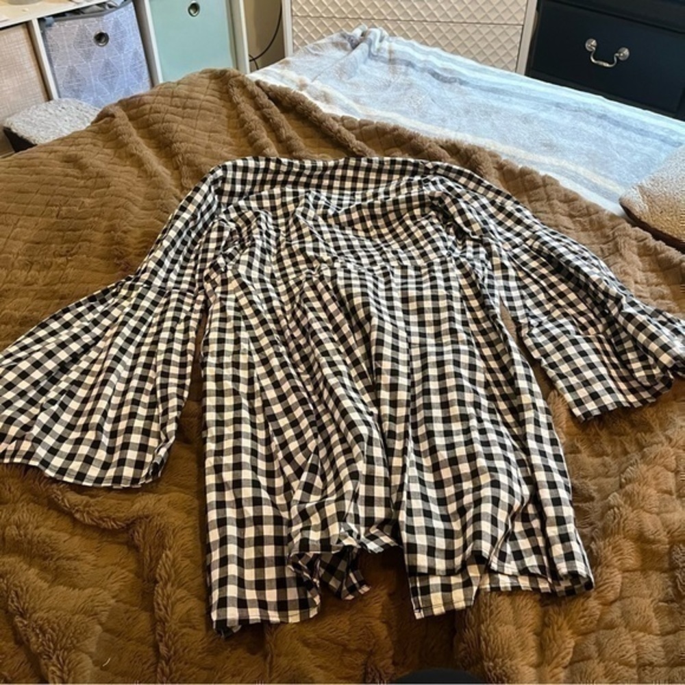 Bb Dakota plaid Bell sleeve tie cardigan - Picture 4 of 7